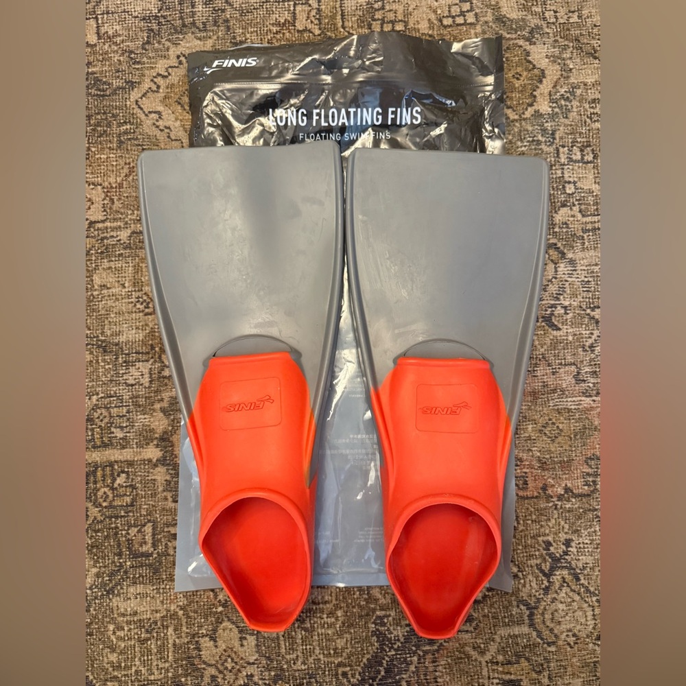 Finis Long Floating Swim Fins - Red and Gray